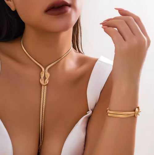 Smooth Long Snake Twisted Chain Necklace Bracelet