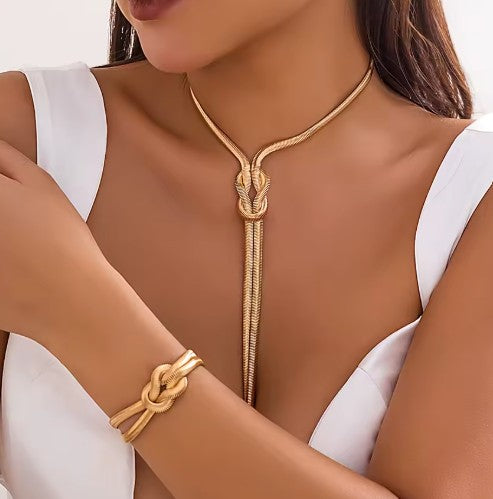 Smooth Long Snake Twisted Chain Necklace Bracelet